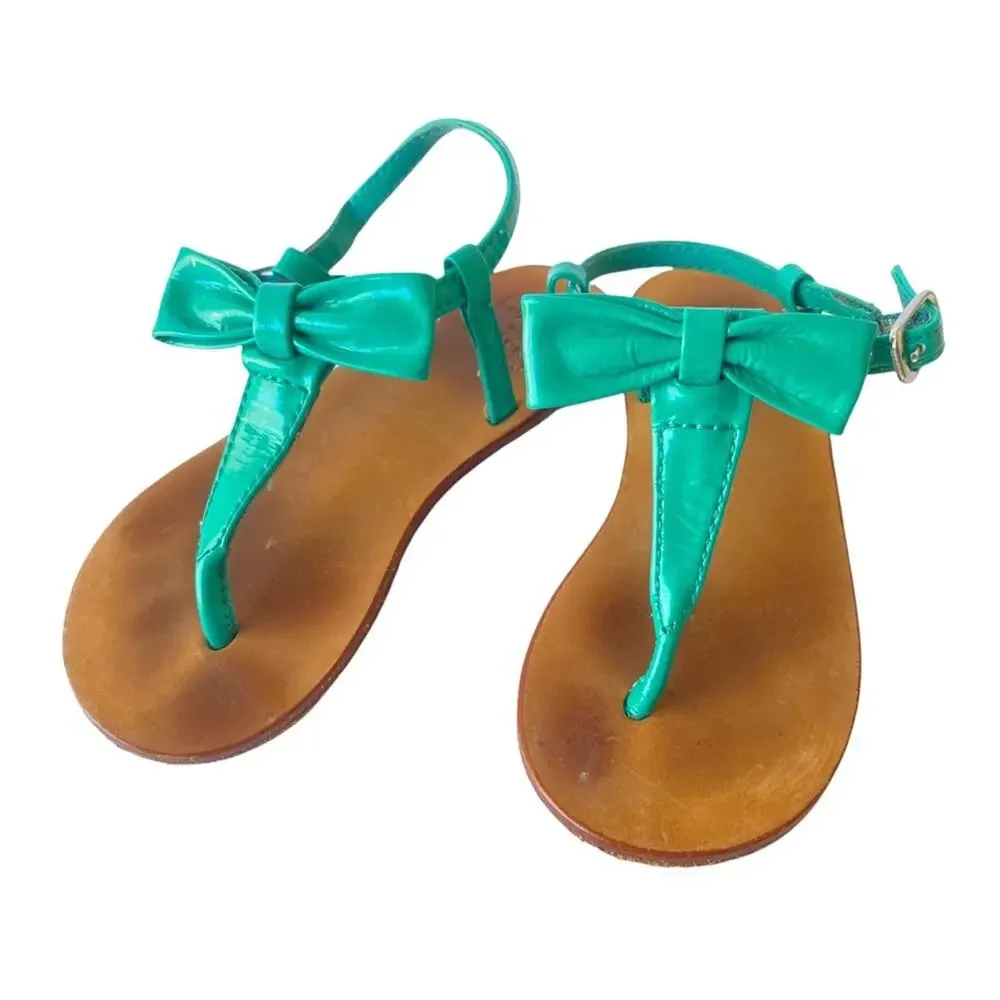 Janie and Jack sandals little girsl 6 Bow Patent Leather Easter Spring Shoes